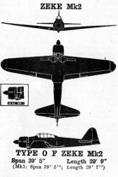 3-view drawing
                  of A6M Zero