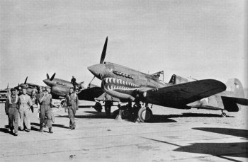 Photograph of the flight line at a Flying Tiger airfield