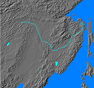 Relief map of Amur River watershed