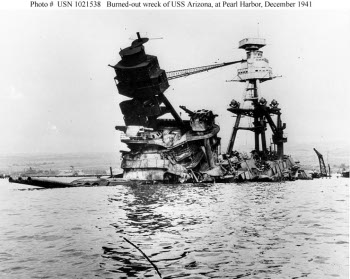 Photograph of wreck of Arizona