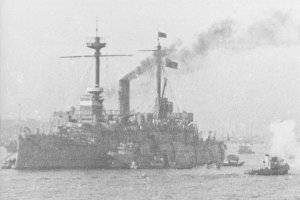 Photograph of repair ship Asahi in 1938