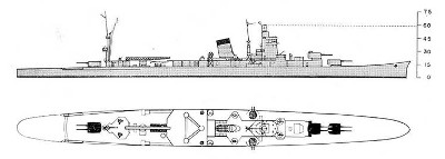 Schematic of Agano-class cruiser