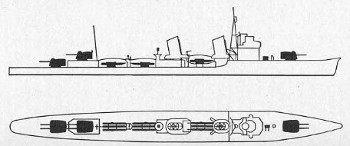Schematic of Akatsuki-class destroyer