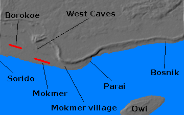 Digital relief map
        of battle area on Biak