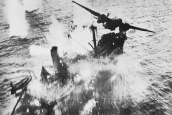 A-20 Havoc bombs a Japanese transport