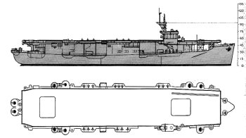 Schematic diagram of Bogue class escort carrier