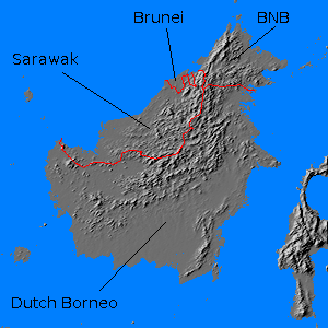 Relief map of Borneo