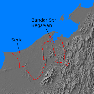 Relief map of Brunei
