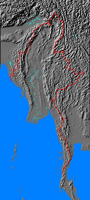 Relief map of Burma