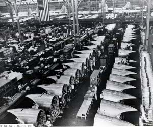 Factory floor producing B-29 Superfortresses