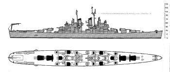 Schematic diagram of Cleveland class light cruiser