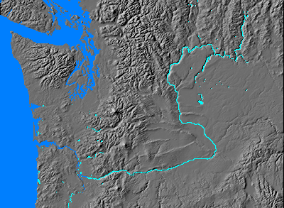 Digital relief map of the Columbia River