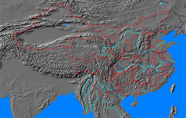 Map of China showing province boundaries