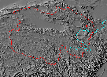 Digital relief map of Chinghai province, China