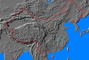 Relief map of
        China