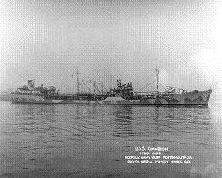 Photograph of T3 tanker converted to
        Cimarron-class fleet oiler