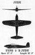 3-view diagram of D4Y "Judy"