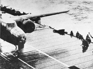 Photograph of takeoff of a Doolittle Raider