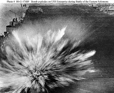 Photograph of bomb exploding on Enterprise