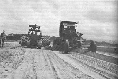 Photograph of engineers constructing a runway