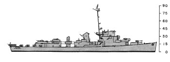Schematic of Evarts class destroyer
              escort