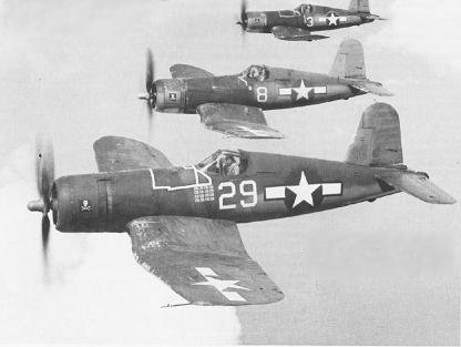 Photograph of F4U Corsairs in flight