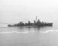Near-silhouette vew of USS Fletcher