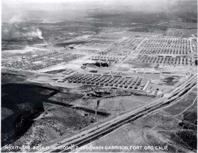 Photograph of main barracks at Fort Ord