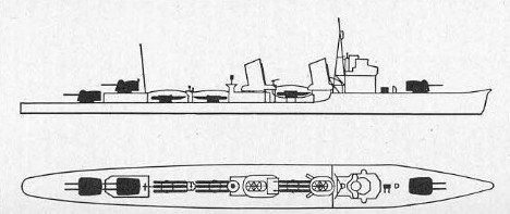 Schematic of Fubuki-class
                destroyer