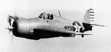 Aerial photograph of early model F4F Wildcat carrier fighter