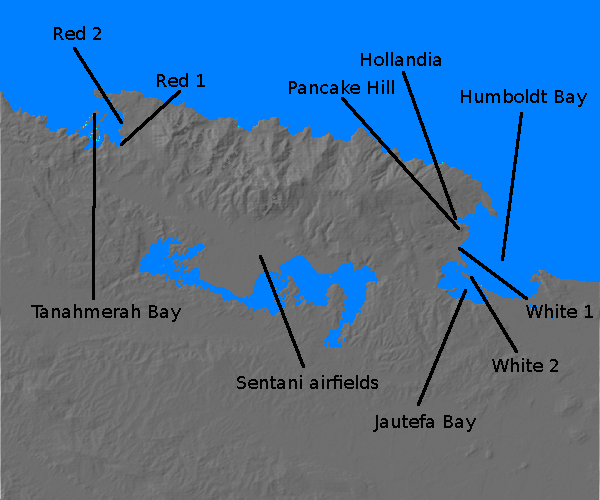 Digital relief map of Hollandia area