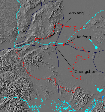 Digital relief map of Honan province, China