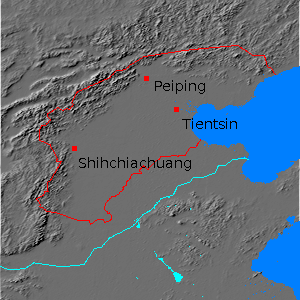 Digital relief map of Hopei province, China