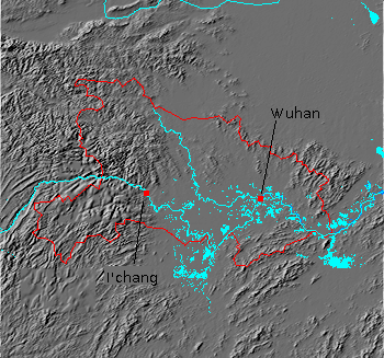 Digital relief map of Hupeh province, China