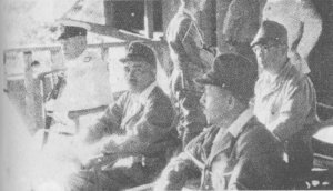 Yamamoto and other officers watch launching of I-Go