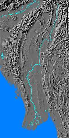 Digital relief map of Irrawady River