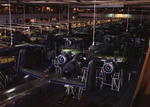 Photograph of assembly line at North American - Inglewood plant