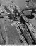 High forward view of Iowa-class battleship