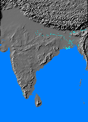Relief map of
        India