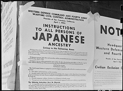 Photograph of internment flyers