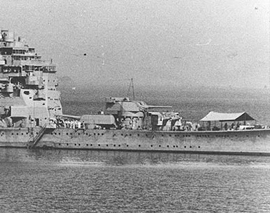 Photograph of 8"/50 gun turrets on cruiser Chokai
