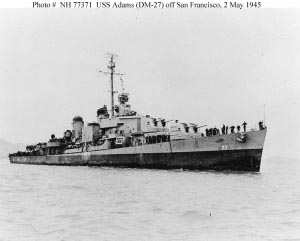 Photograph of USS Adams a John H. Smith-class minelayer