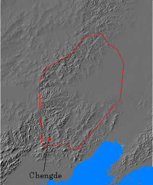 Digital relief map of Jehol province, China