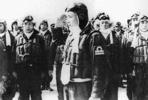 Photograph of kamikaze pilot receiving his final orders