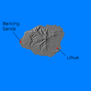 Relief map of Kauai
