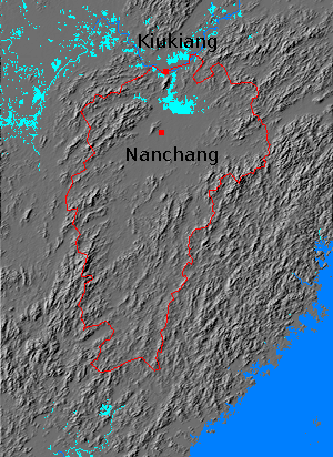Digital relief map of Kiangsi province, China
