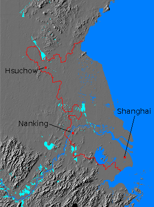 Digital relief map of Kiangsu province, China