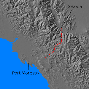 Relief map of Kokoda Trail