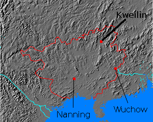 Digital relief map of Kwangsi province, China