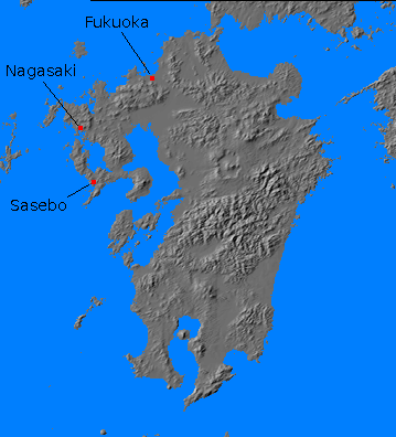 Relief map of Kyushu